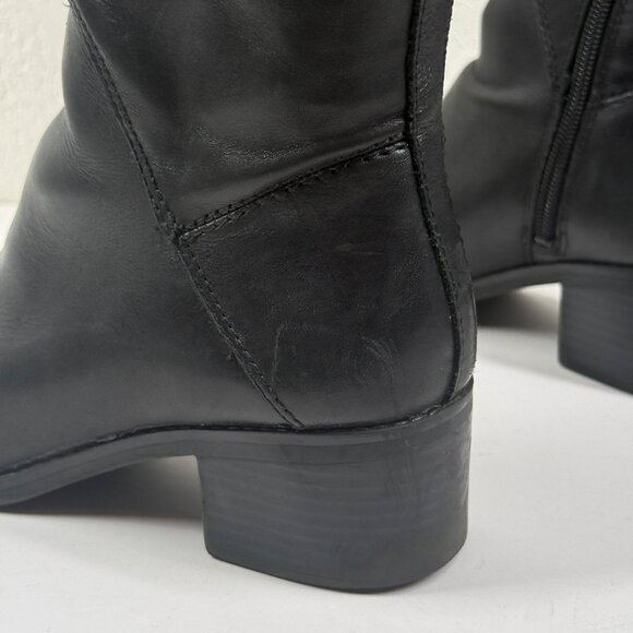 Franco Sarto Lithium Knee High Boots Black Block Heel Leather Zip Size 7M - Picture 8 of 13